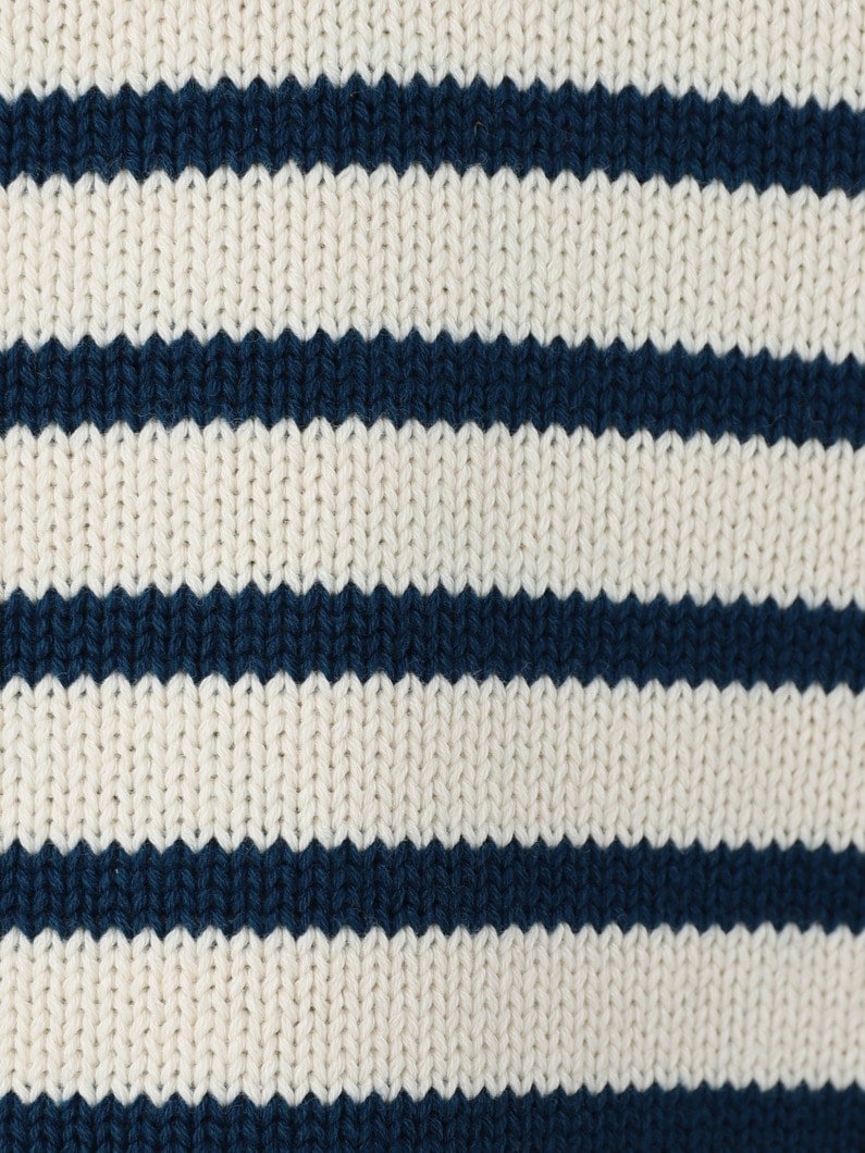 Lou Striped Knit Polo Top 詳細画像 navy 3
