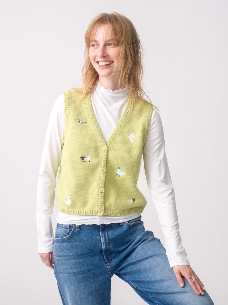 Sena Embroidery Vest 詳細画像 green