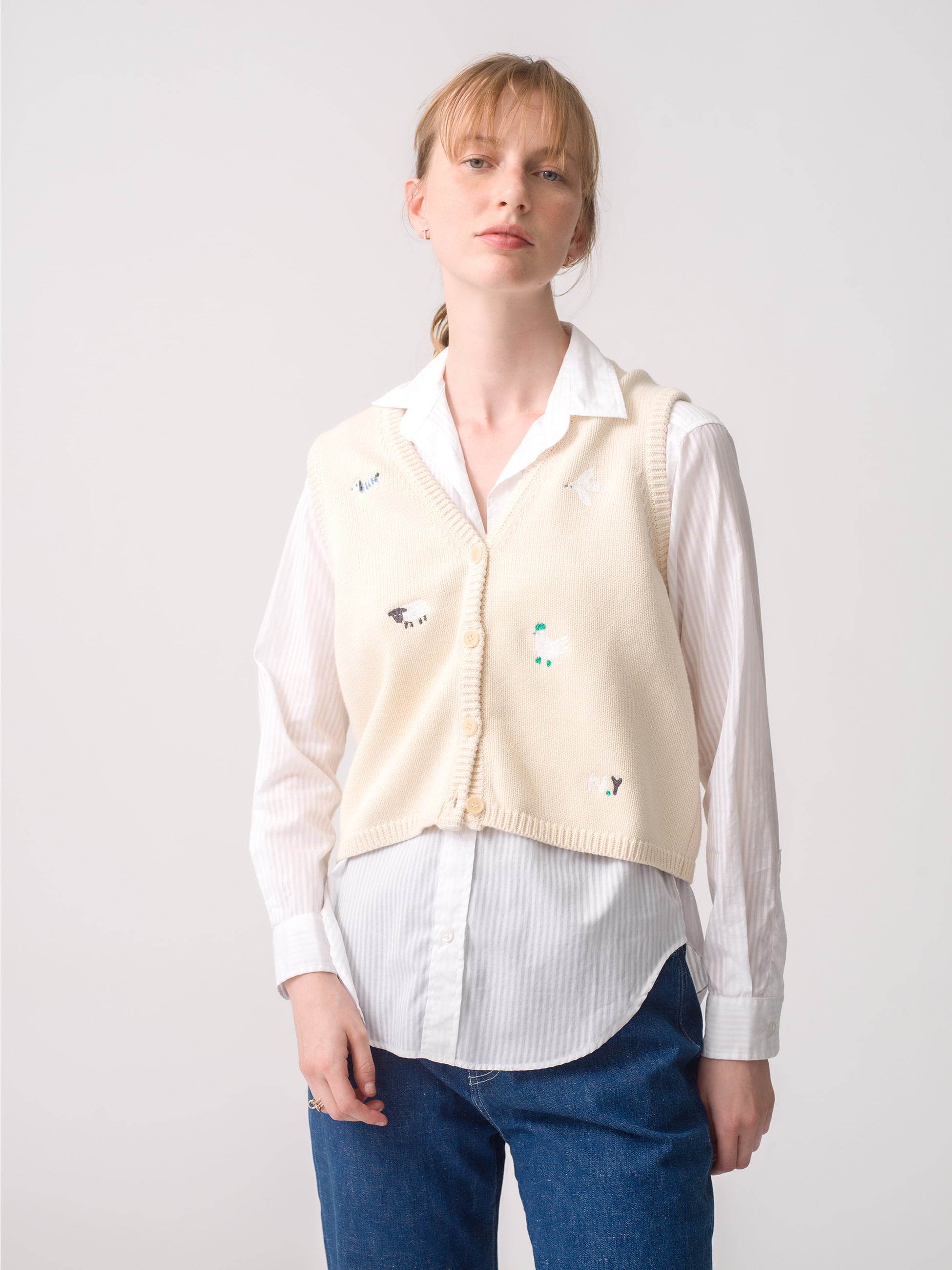 Sena Embroidery Vest 詳細画像 off white 1