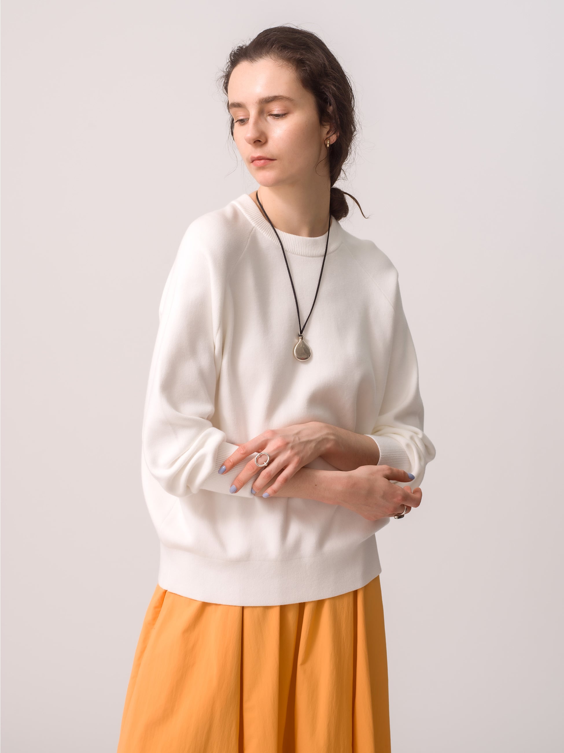 Suvin Cotton Smooth Knit Pullover 詳細画像 white 1