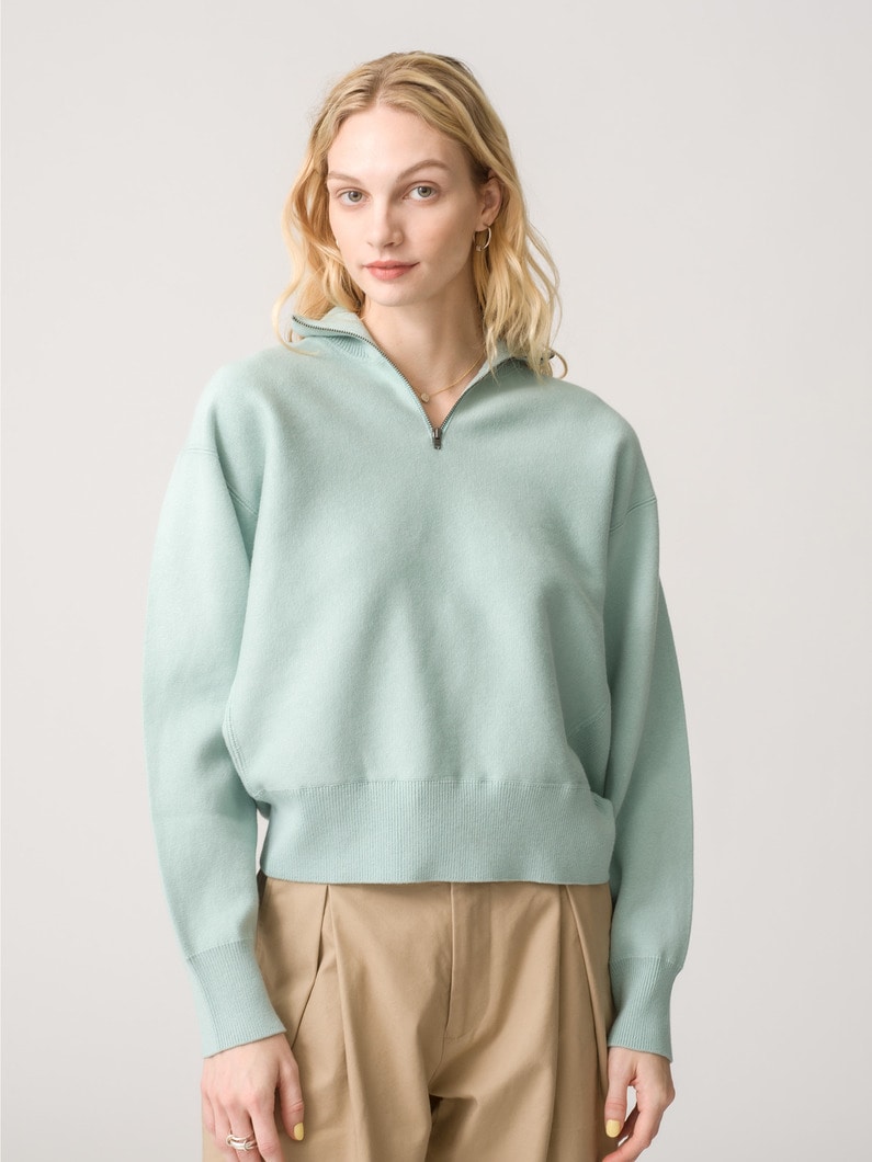 Cotton Cashmere Half Zip Pullover 詳細画像 mint