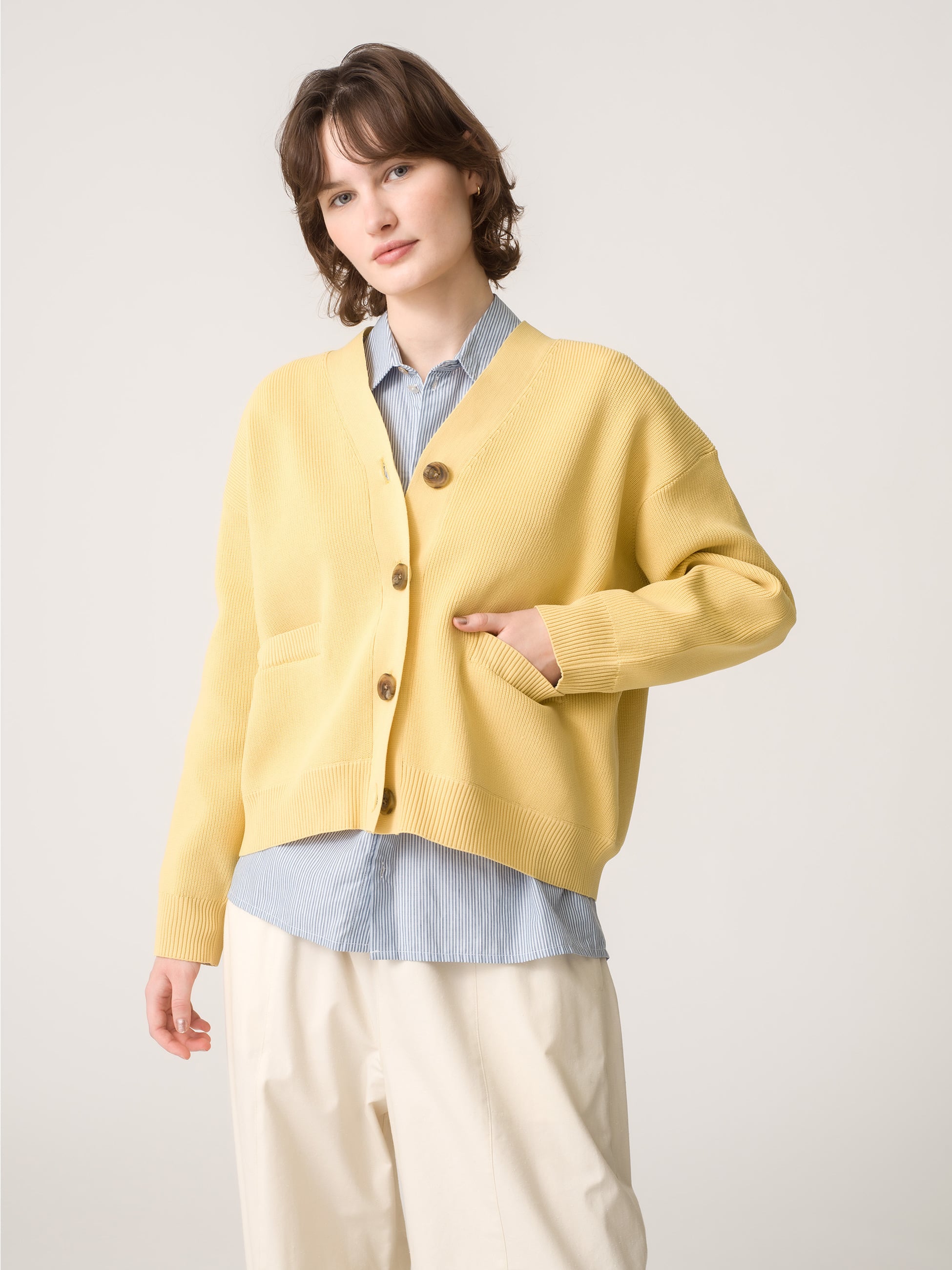 Recycle Polyester Cardigan 詳細画像 yellow 1
