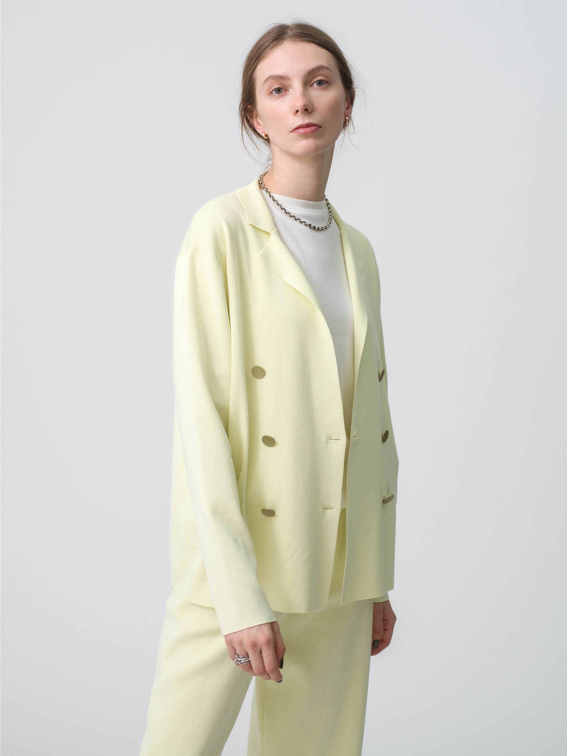 Cotton Silk Knit Jacket（light yellow）｜ebure(エブール)｜Ron Herman