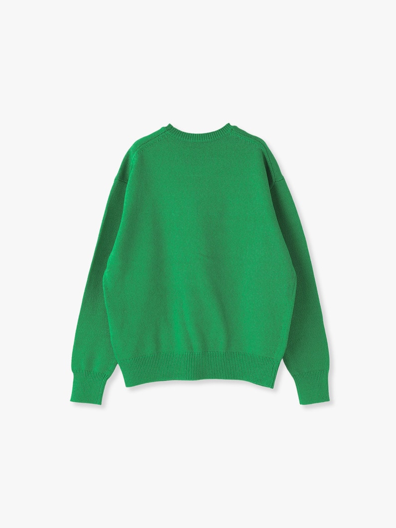 Clear Cotton Middle Gauge Knit Pullover (green/white) 詳細画像 green 1