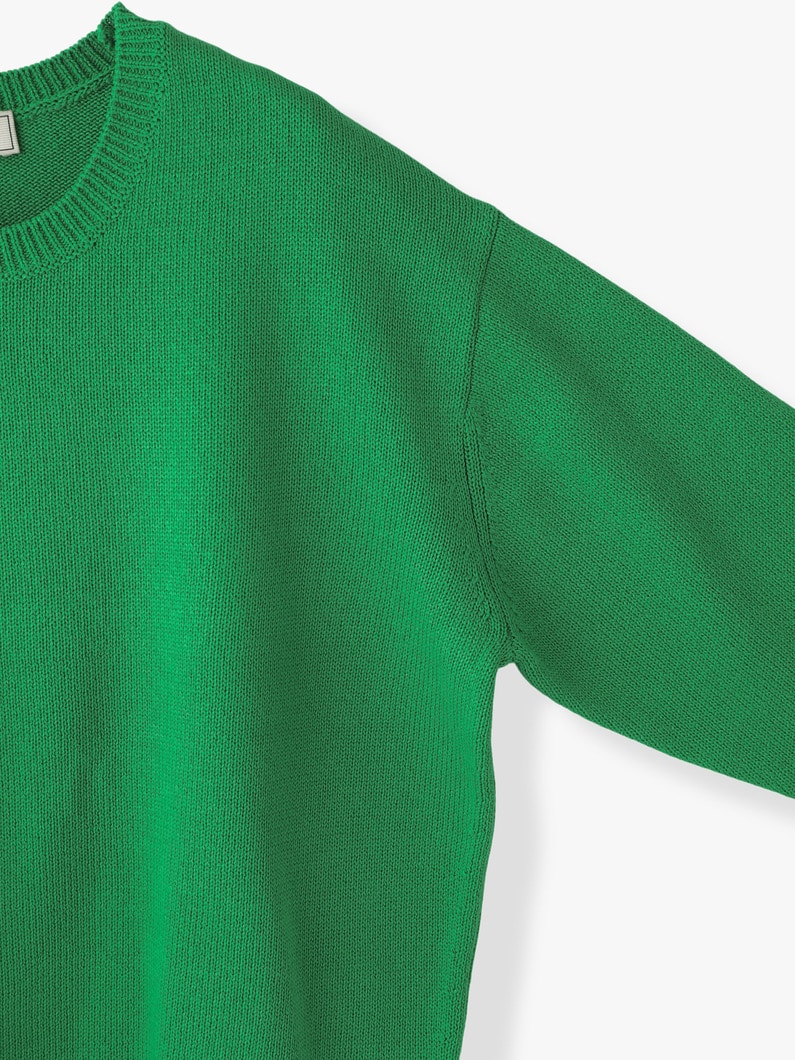 Clear Cotton Middle Gauge Knit Pullover (green/white) 詳細画像 green 2