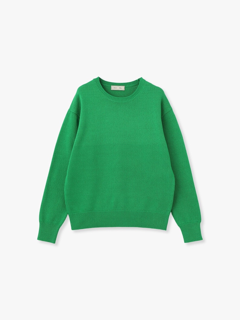 Clear Cotton Middle Gauge Knit Pullover (green/white) 詳細画像 green 1