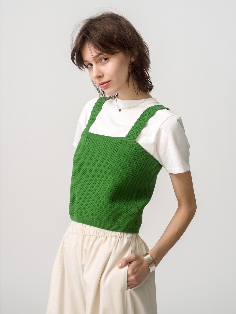 Cotton Knit Camisole Top 詳細画像 light green