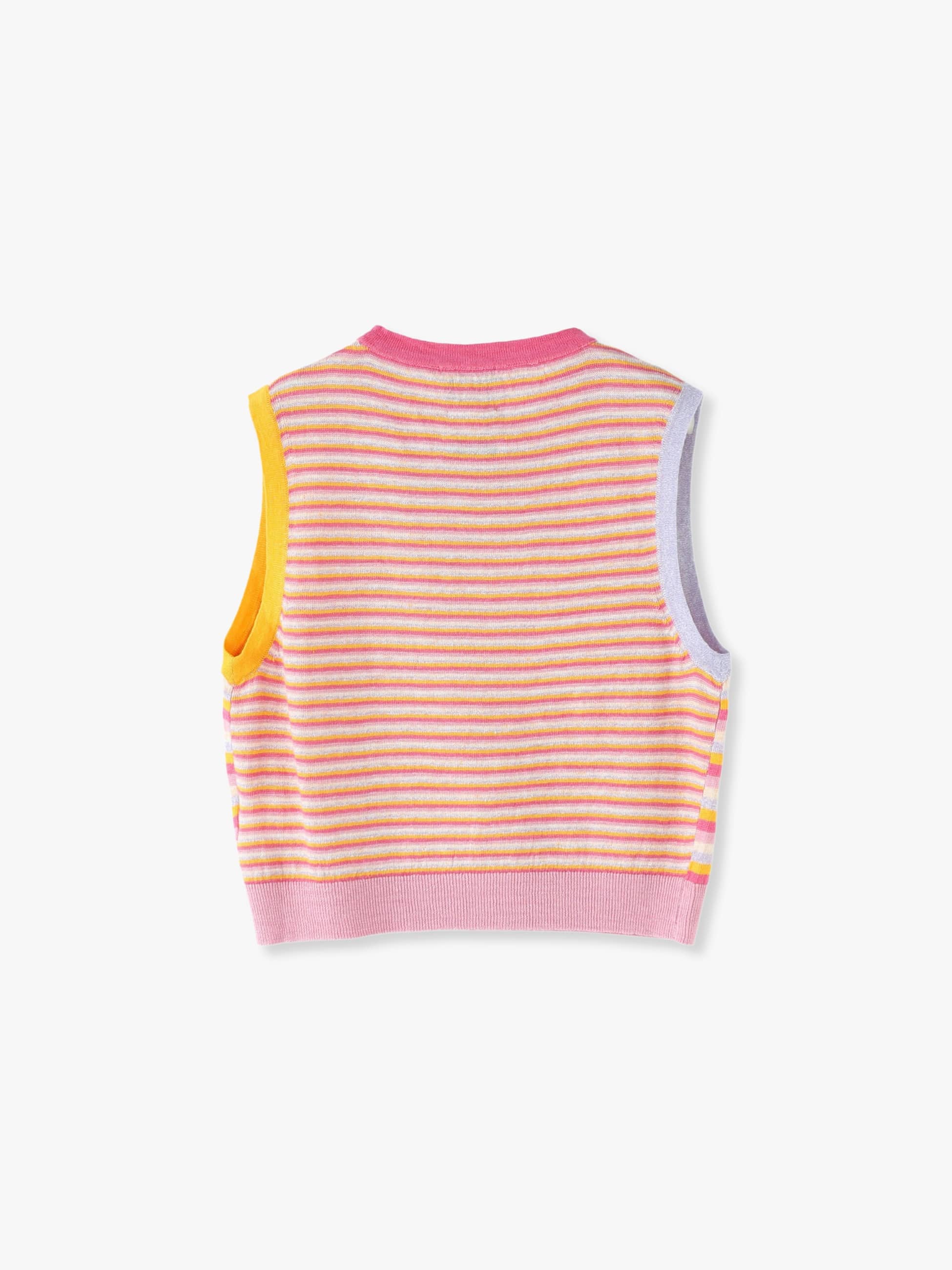 Linen Striped Sleeveless Top 詳細画像 pink 1