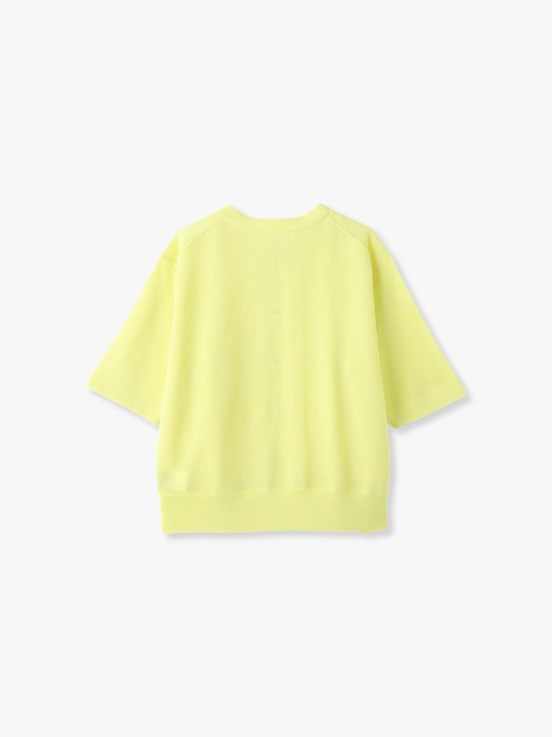 Natural Shiny Half Sleeve Knit Cardigan 詳細画像 yellow 1