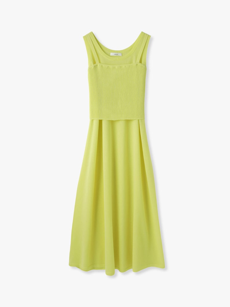 Natural Shiny Sleeveless Knit Dress 詳細画像 yellow 1