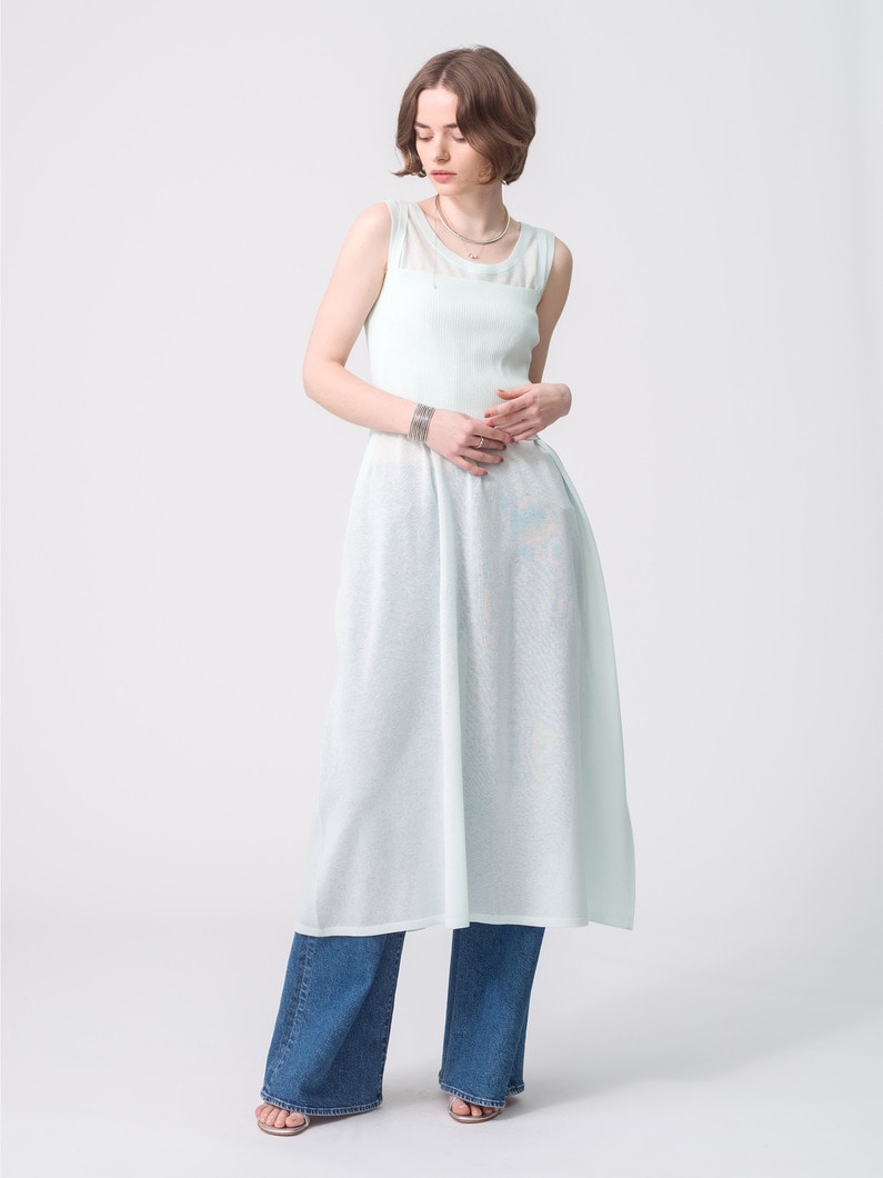 Natural Shiny Sleeveless Knit Dress 詳細画像 mint 1
