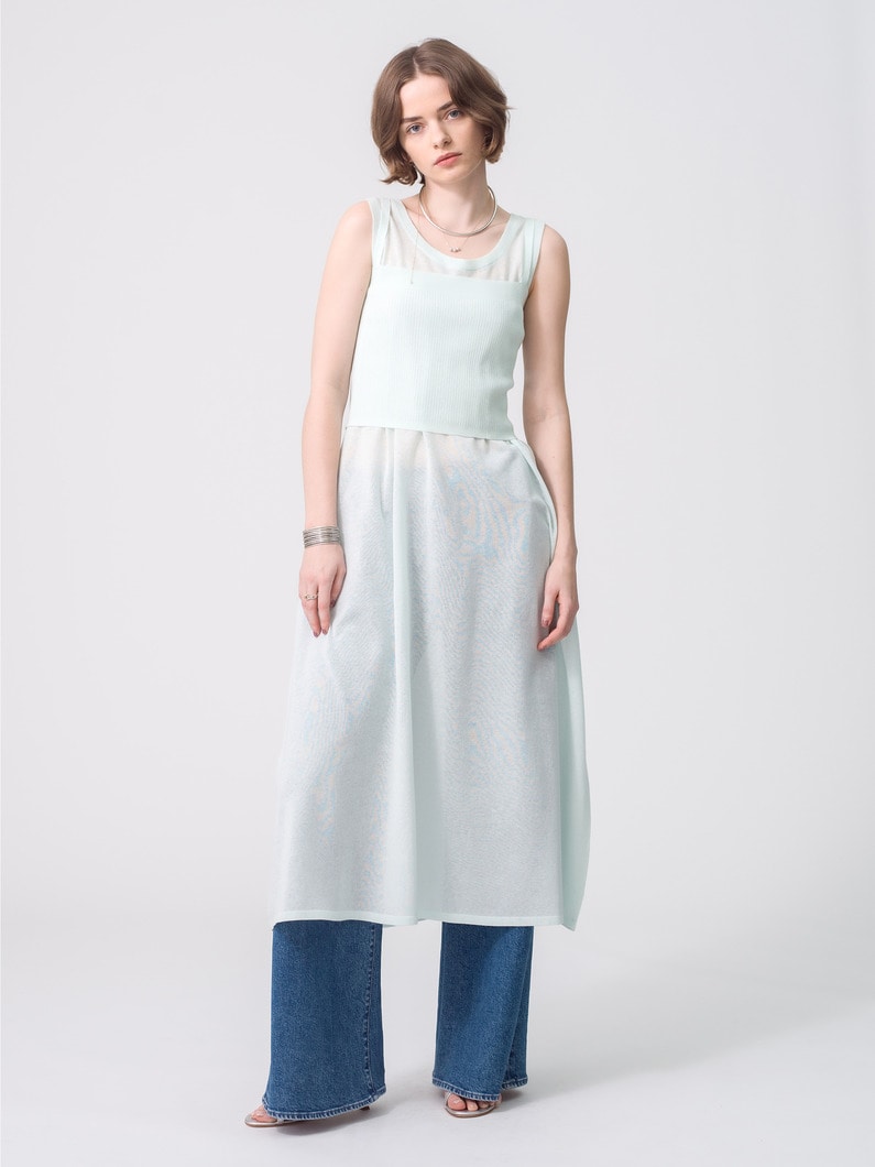 Natural Shiny Sleeveless Knit Dress 詳細画像 mint 2