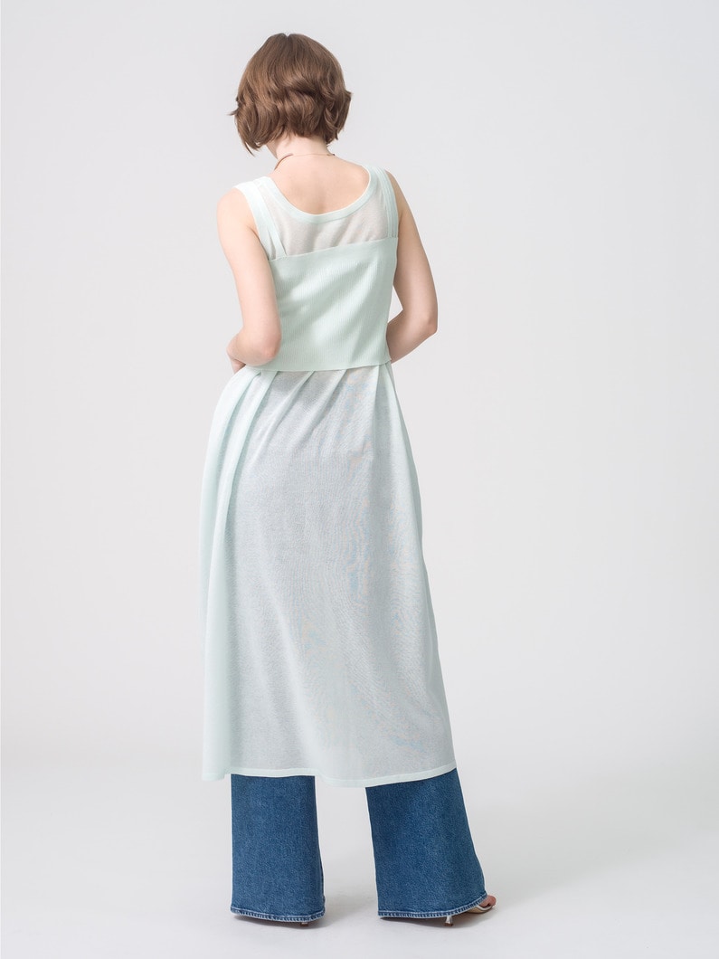 Natural Shiny Sleeveless Knit Dress 詳細画像 mint 3