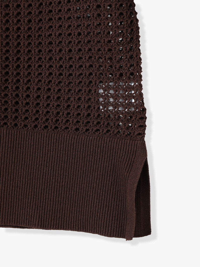 Cotton Dry Mesh Knit Cardigan 詳細画像 brown 3