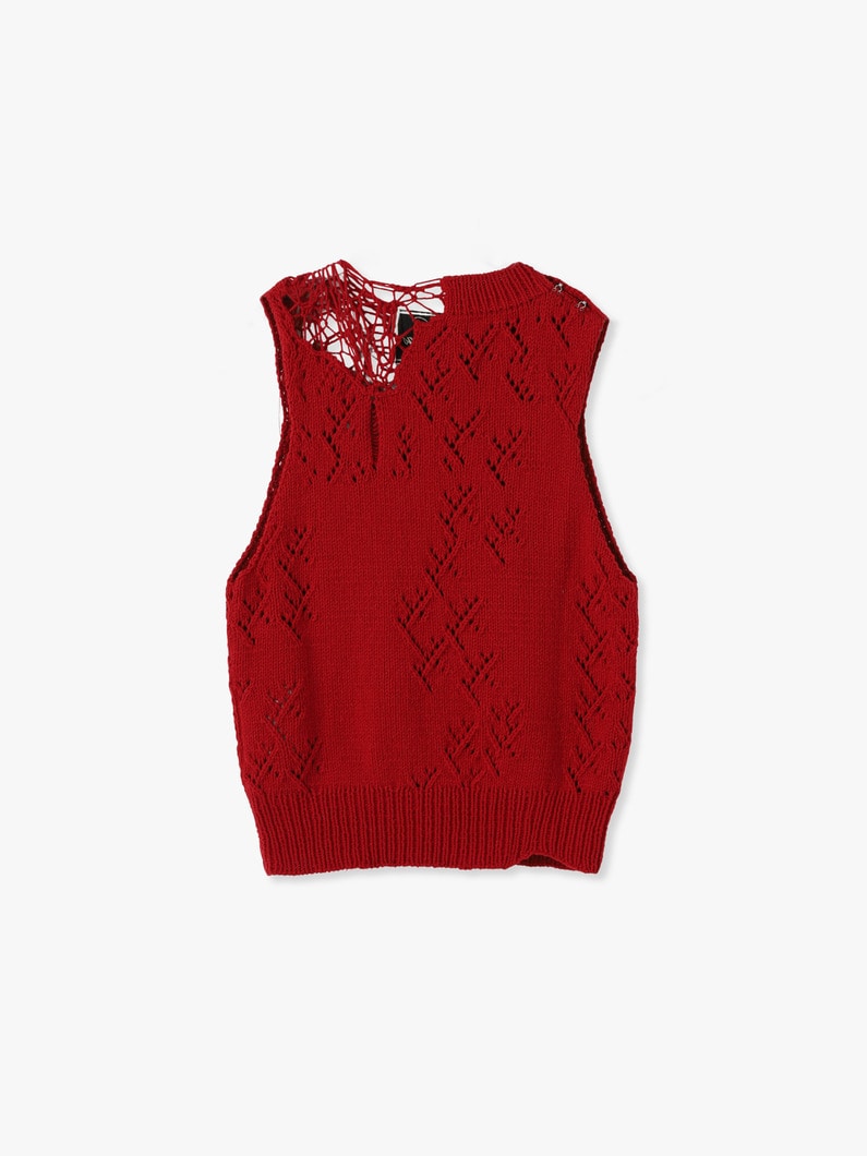 Crushed Knit Sleeveless Top 詳細画像 red 1