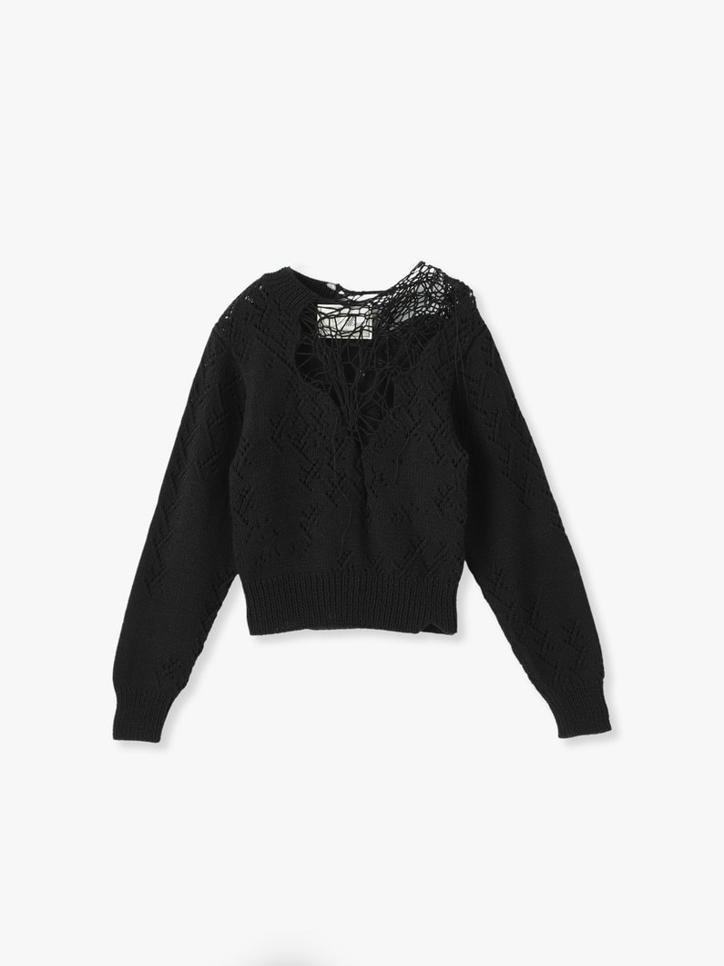 Crushed  Knit Pullover 詳細画像 black 1
