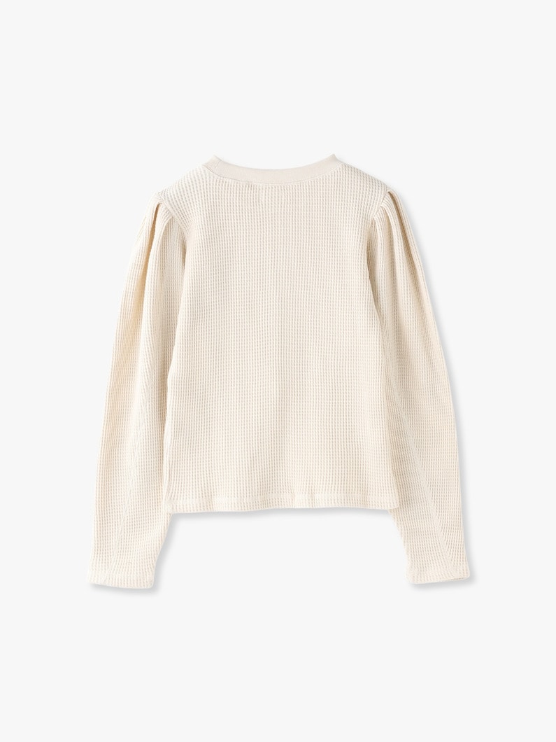 Organic Cotton Waffle Puff Shoulder Pullover 詳細画像 ivory 1