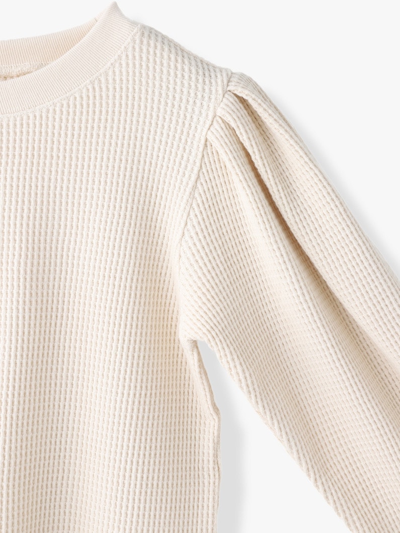 Organic Cotton Waffle Puff Shoulder Pullover 詳細画像 ivory 2