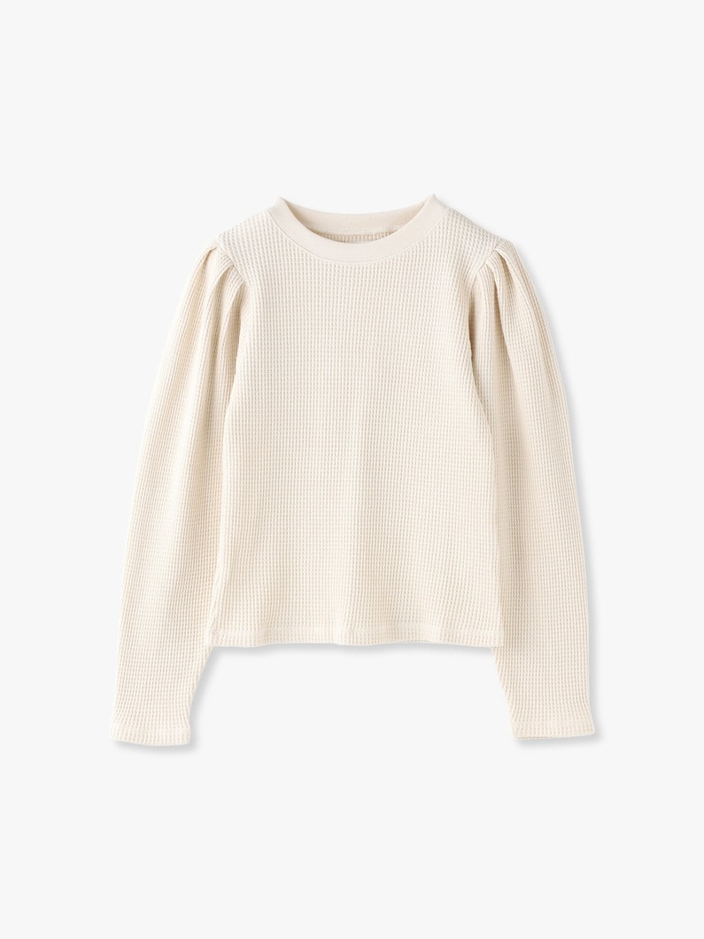 Organic Cotton Waffle Puff Shoulder Pullover 詳細画像 ivory 4