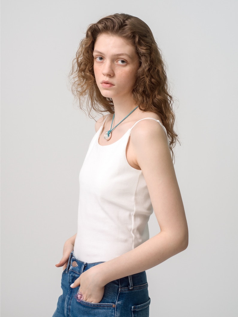 Back Open Rib Cup in Camisole Top 詳細画像 white 2