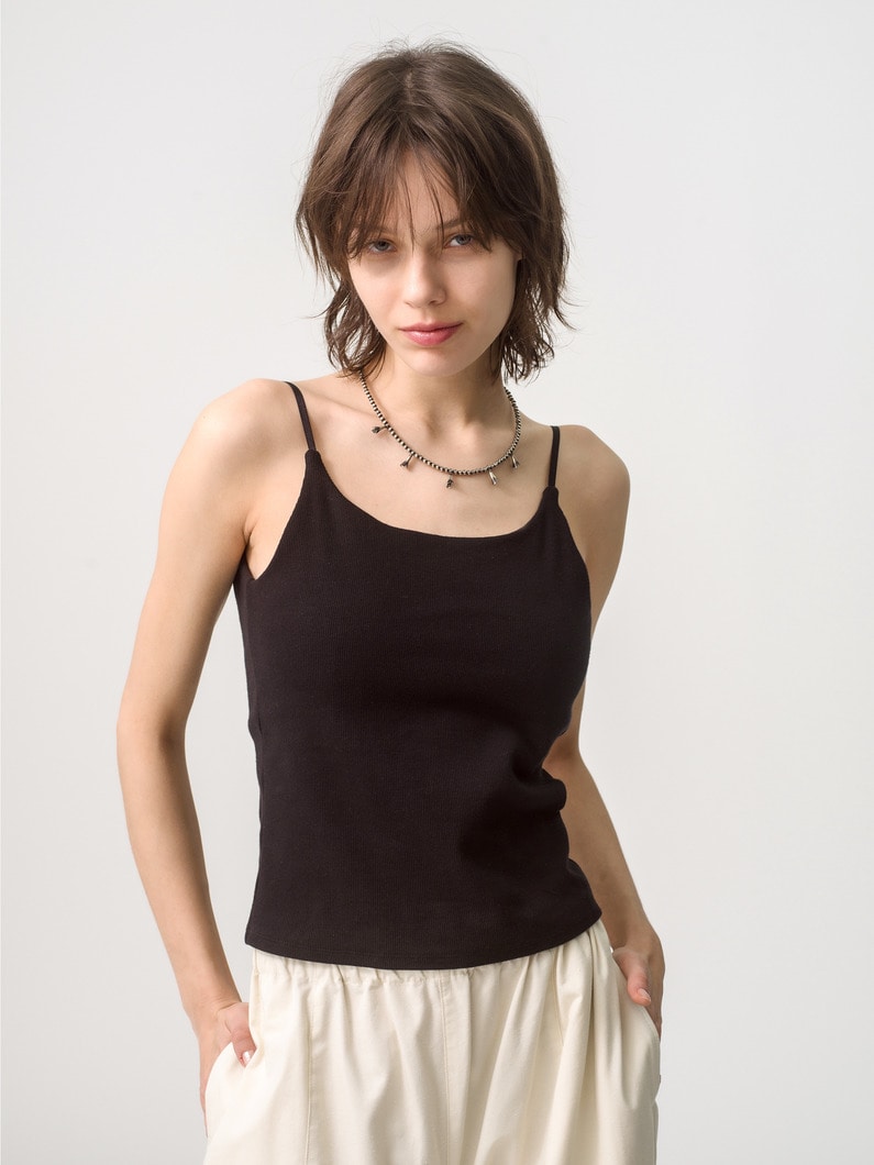 Back Open Rib Cup in Camisole Top 詳細画像 black
