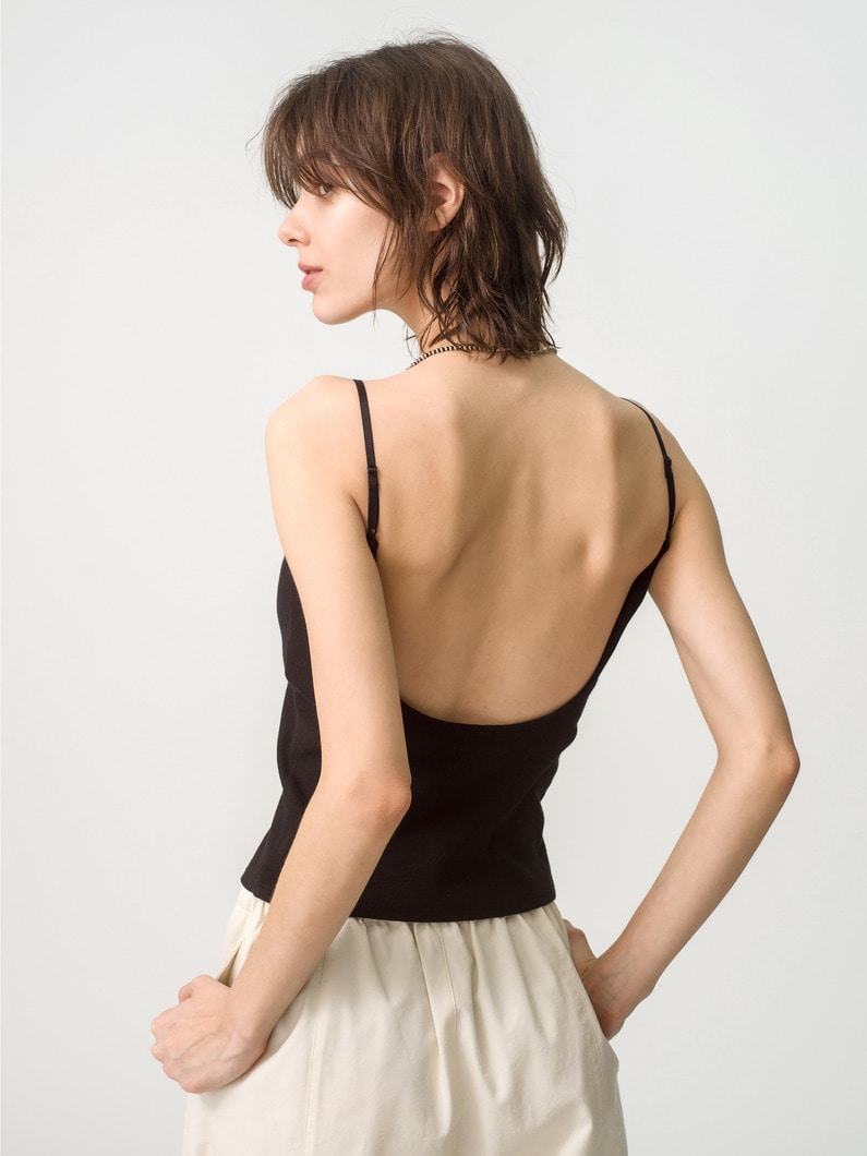 Back Open Rib Cup in Camisole Top 詳細画像 black 3