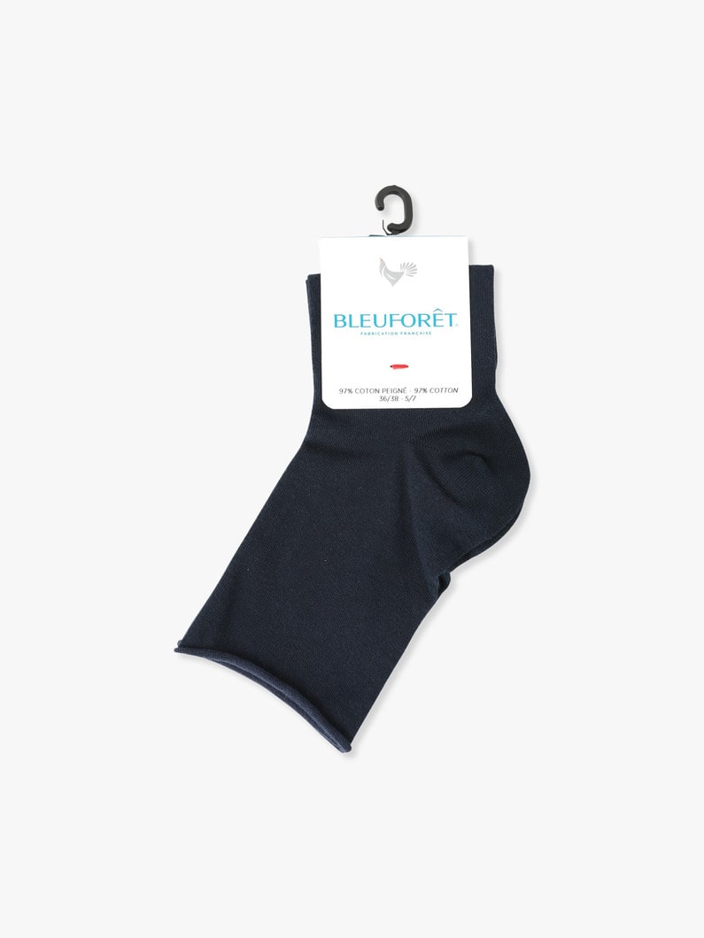 Roll Top Pure Cotton Ankle Socks 詳細画像 navy 1