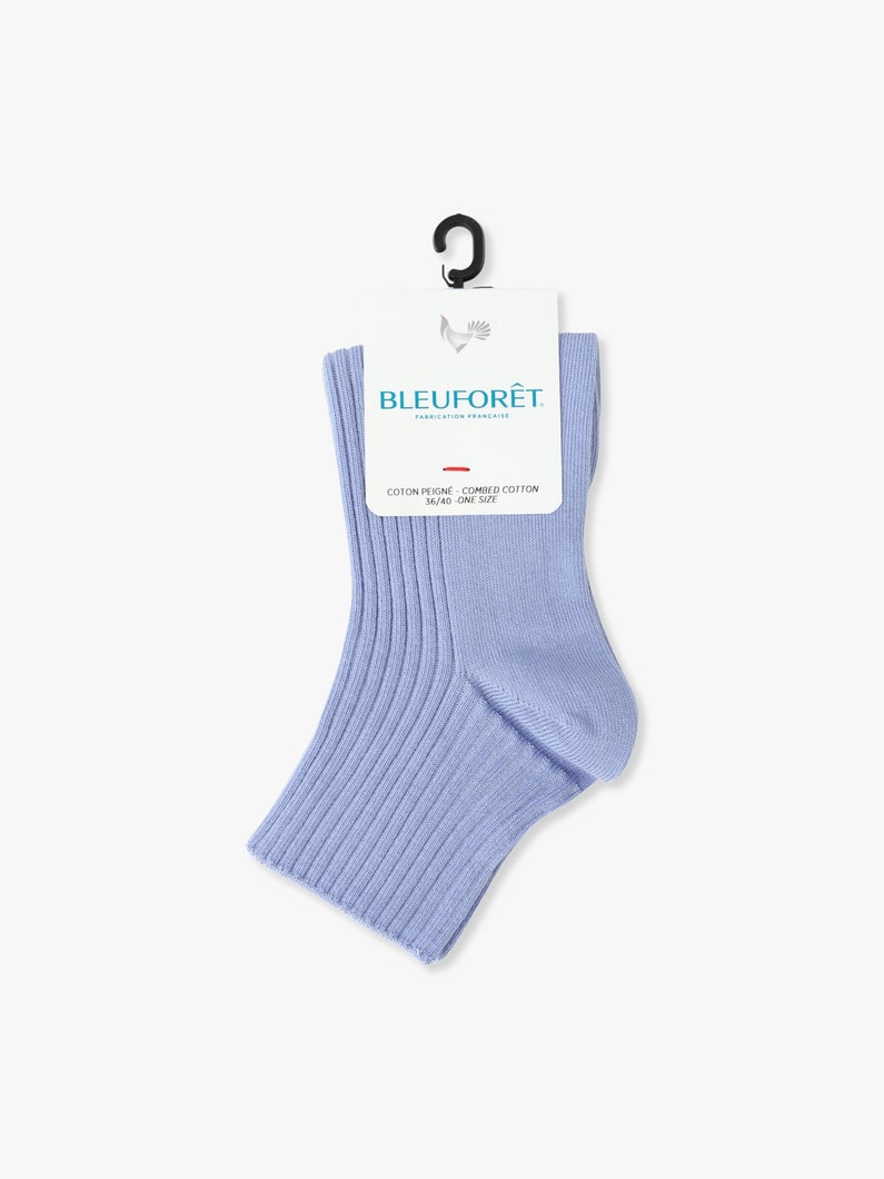 Plain Ribbed Cotton Ankle Socks 詳細画像 lavender 1