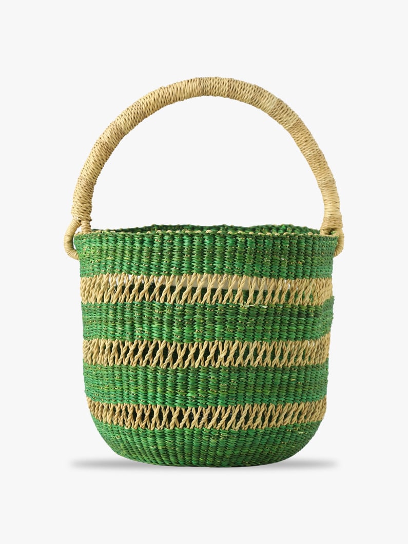 One Handle Striped Basket Bag (green) 詳細画像 green 1