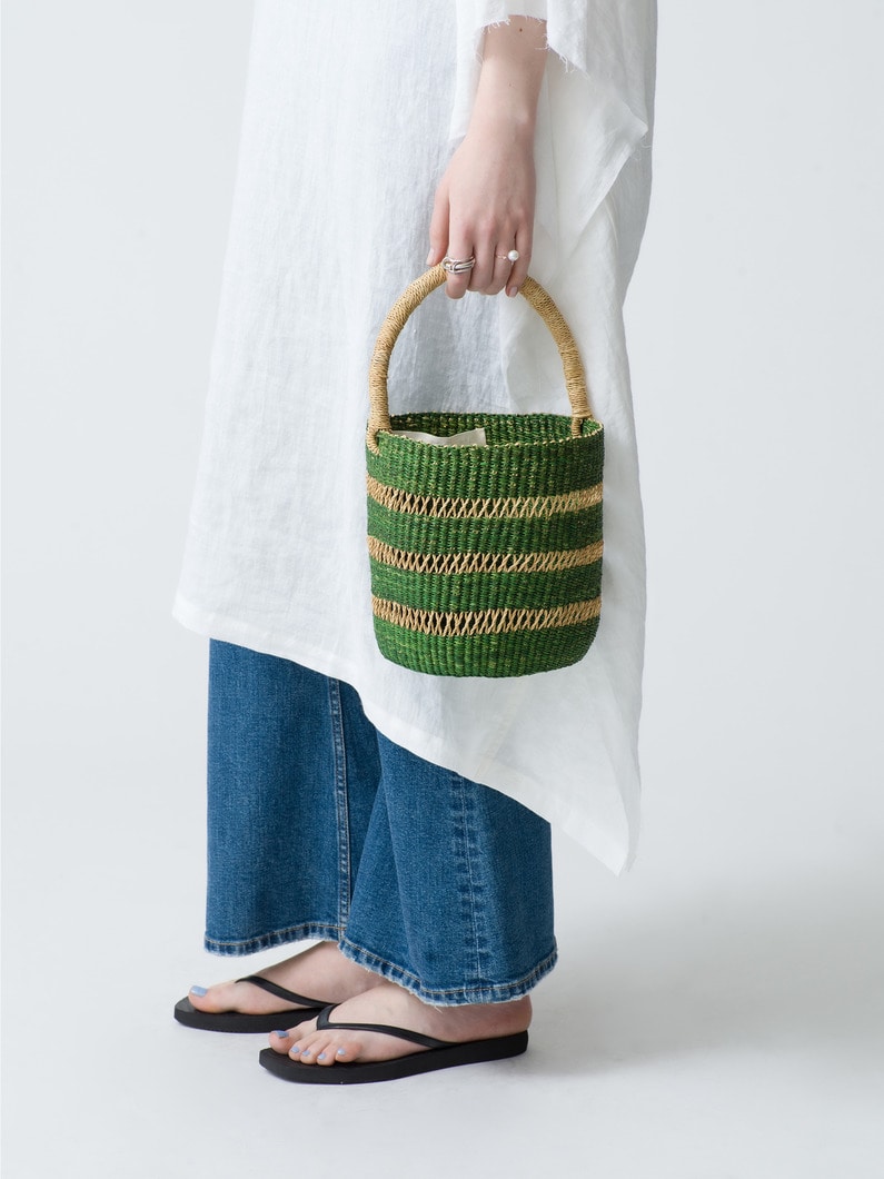 One Handle Striped Basket Bag (green) 詳細画像 green 1