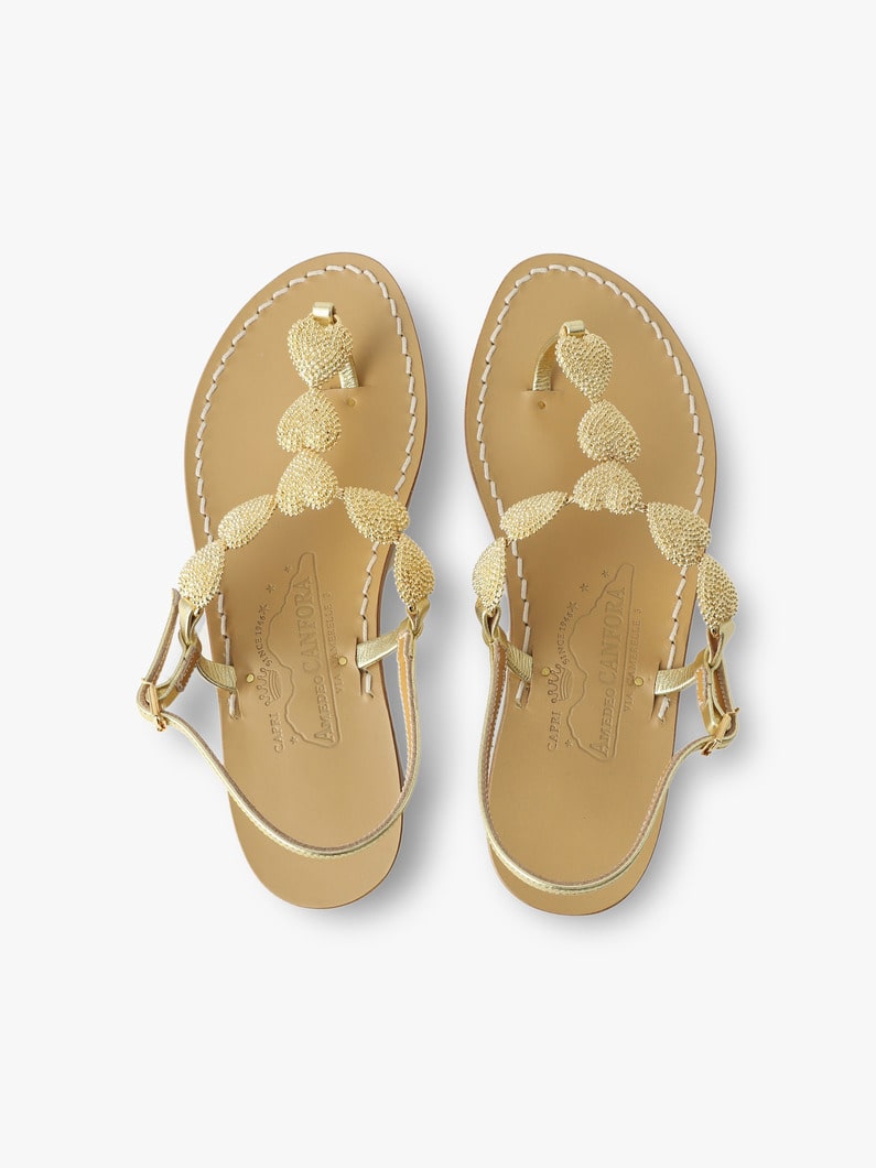 Frida Heart Gold Leather Sandals 詳細画像 gold 4