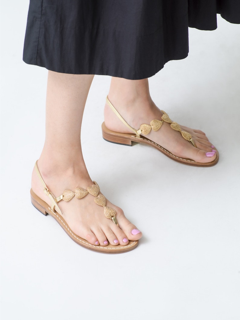 Frida Heart Gold Leather Sandals 詳細画像 gold 1