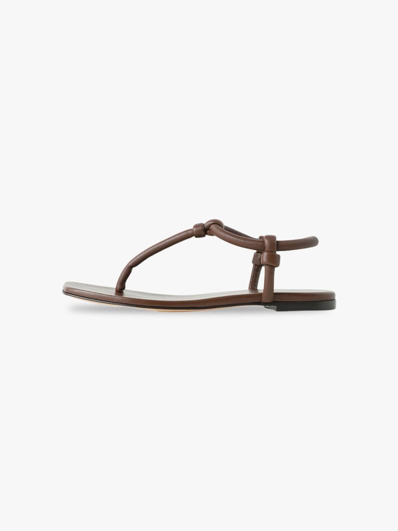 Nappa Leather T Strap Sandals (brown) 詳細画像 brown 1