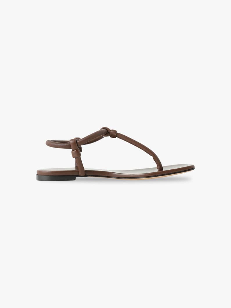 Nappa Leather T Strap Sandals (brown) 詳細画像 brown 2
