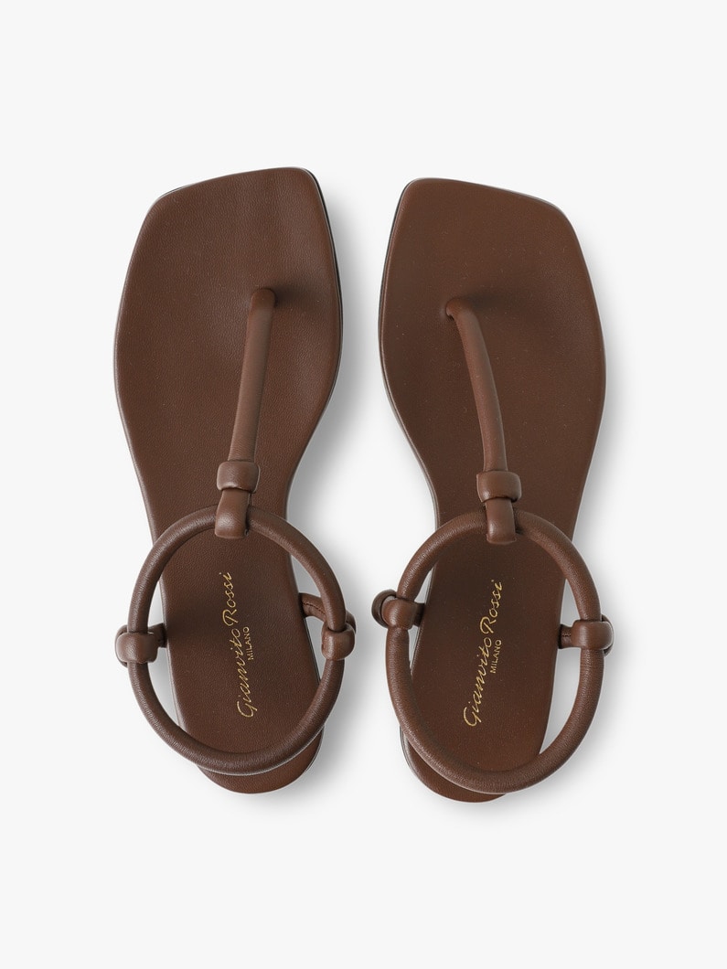 Nappa Leather T Strap Sandals (brown) 詳細画像 brown 4