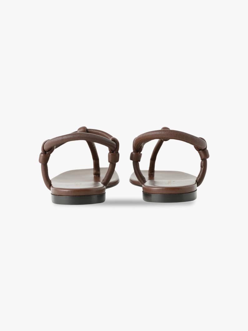 Nappa Leather T Strap Sandals (brown) 詳細画像 brown 5