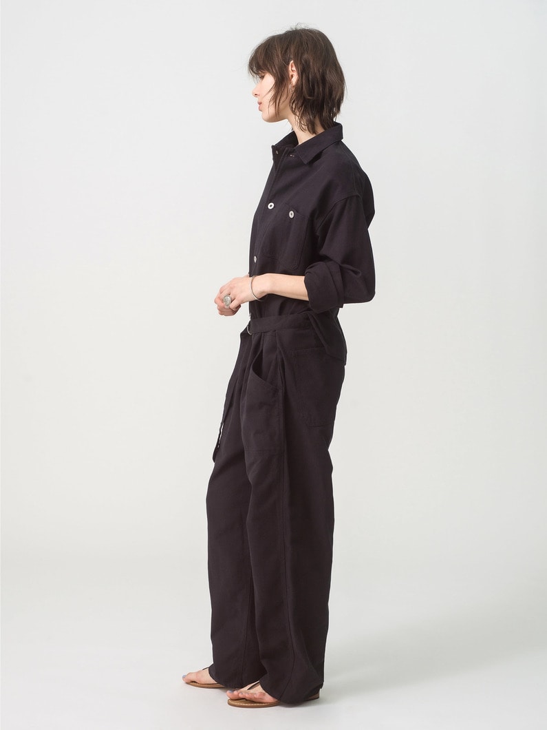 Cotton Linen Black Jumpsuit 詳細画像 black 2