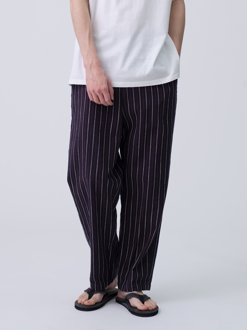 Organic Cotton Striped Easy Pants 詳細画像 navy