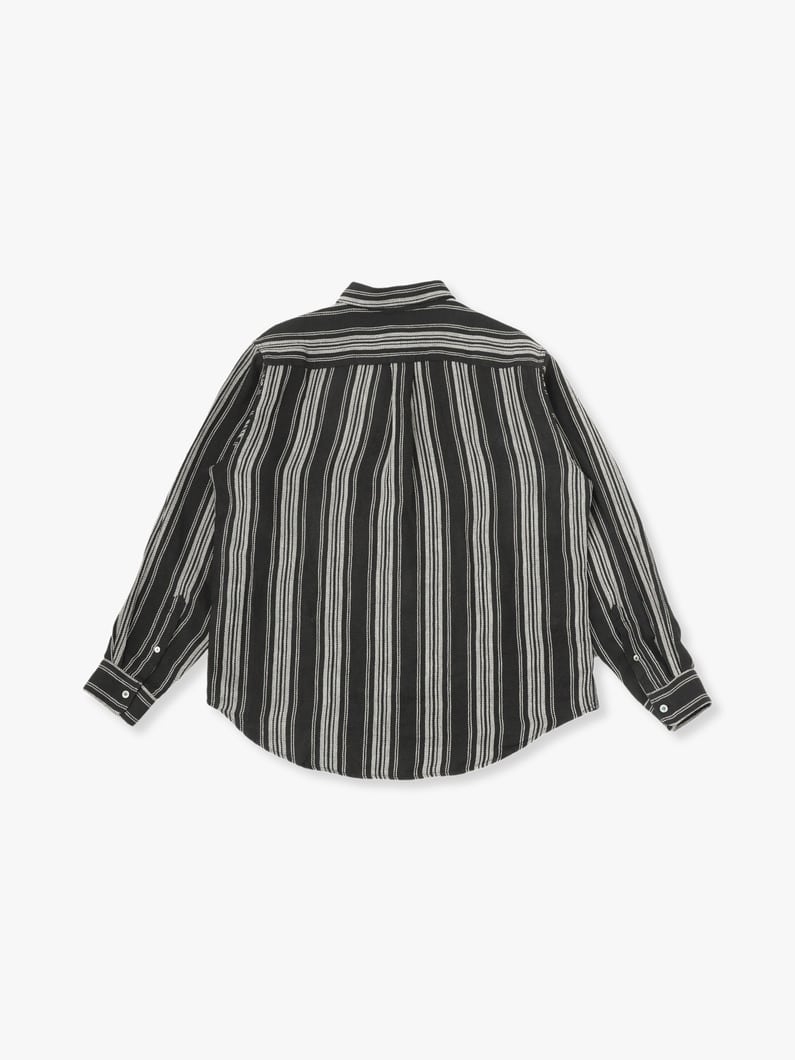 Black Linen Striped Shirt 詳細画像 black 1