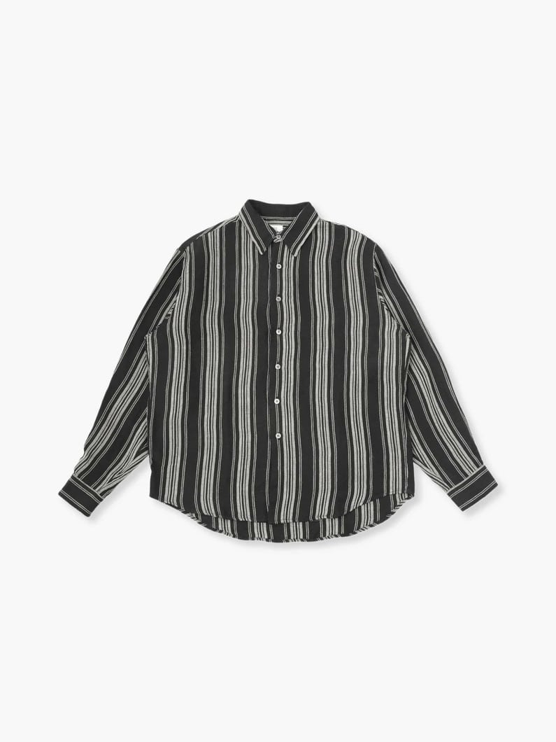 Black Linen Striped Shirt 詳細画像 black 2