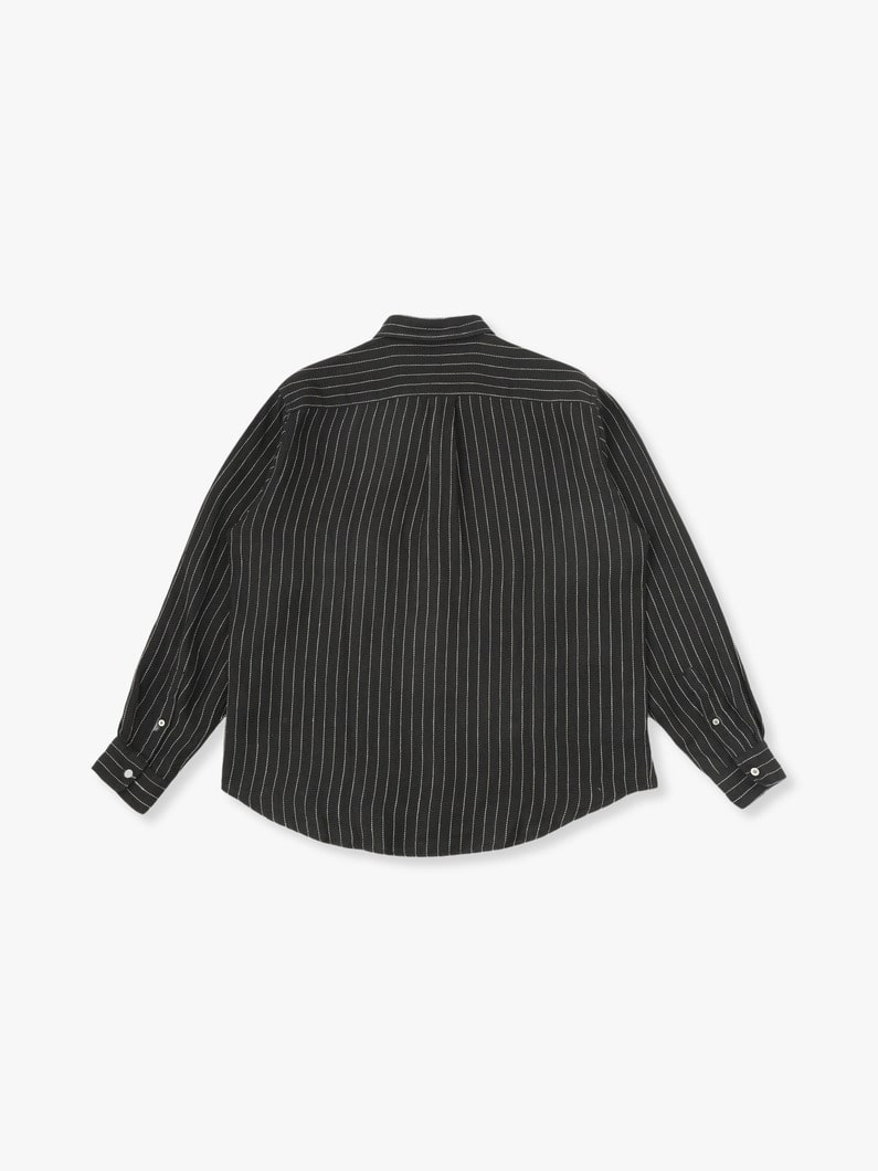 Black Linen Pinstriped Shirt 詳細画像 black 1