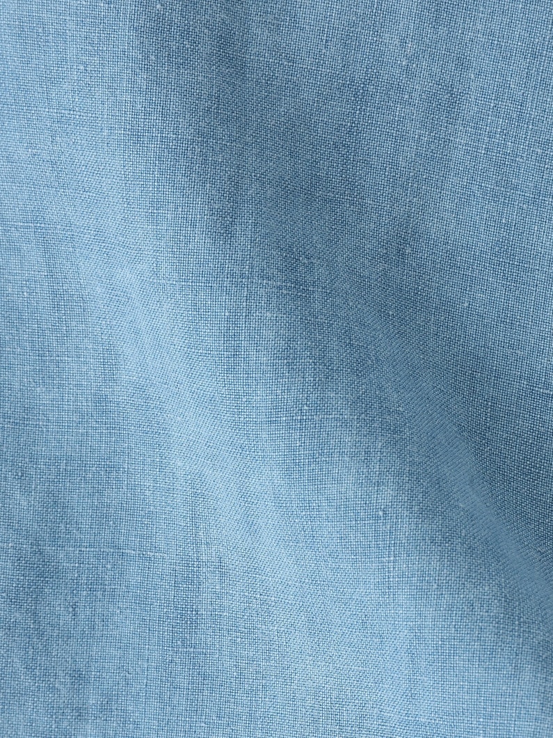 Indigo Linen Open Collar Shirt 詳細画像 blue 3