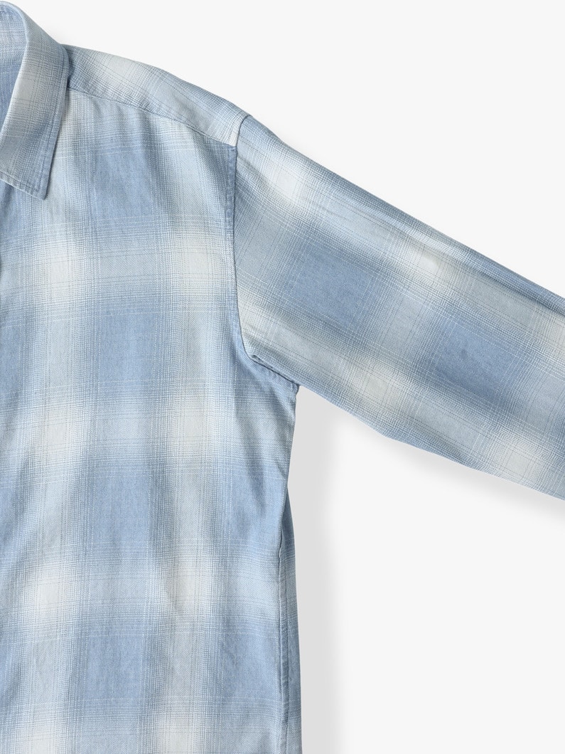 Indigo Ombre Checked Flannel Shirt 詳細画像 blue 2
