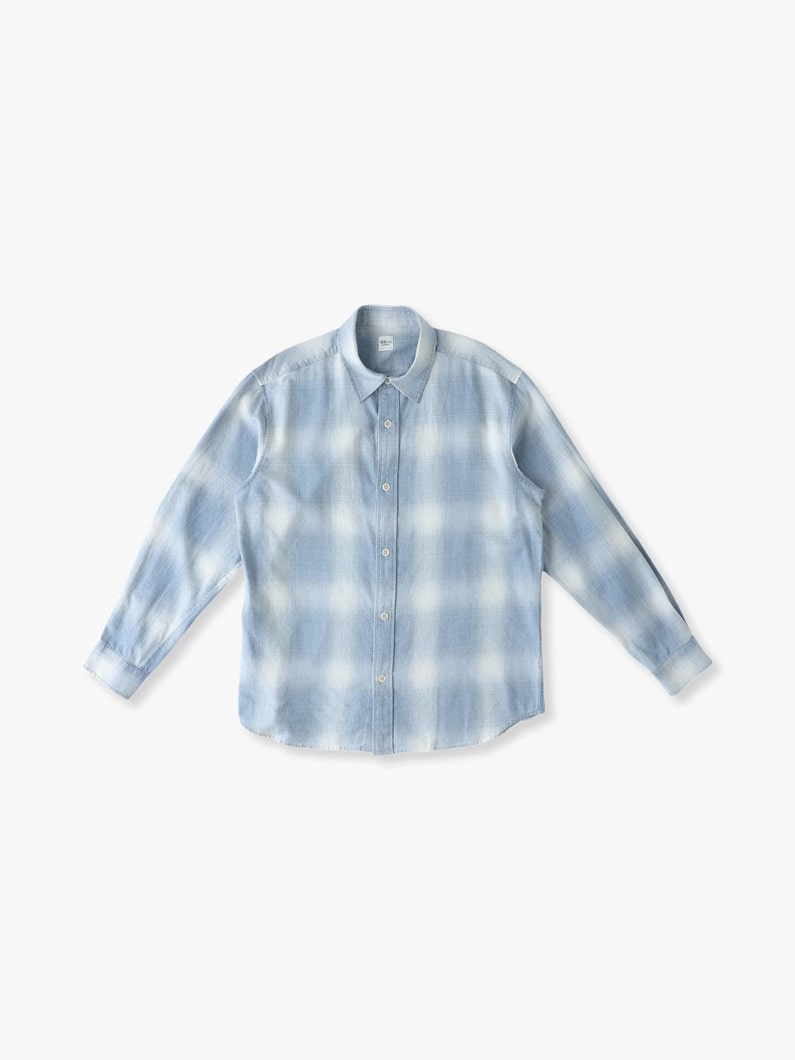 Indigo Ombre Checked Flannel Shirt 詳細画像 blue 2