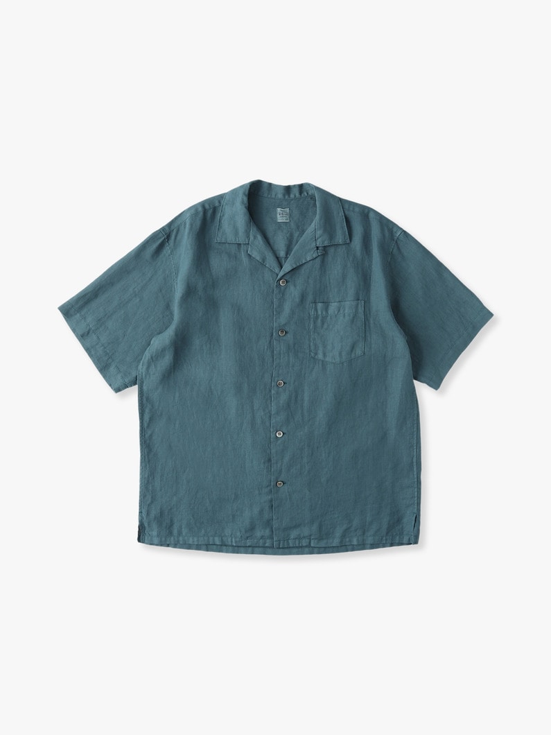 Garment Dyed Linen Open Collar Short Sleeve Shirt 詳細画像 green