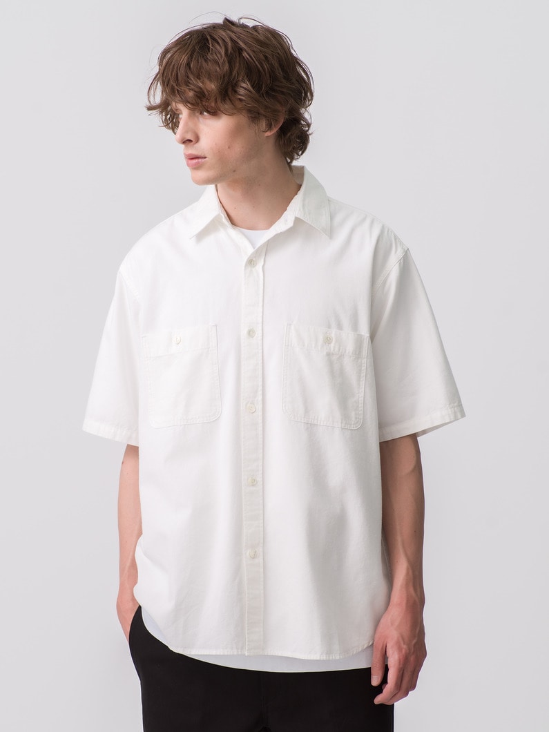 White Chambray Short Sleeve Shirt 詳細画像 white 1