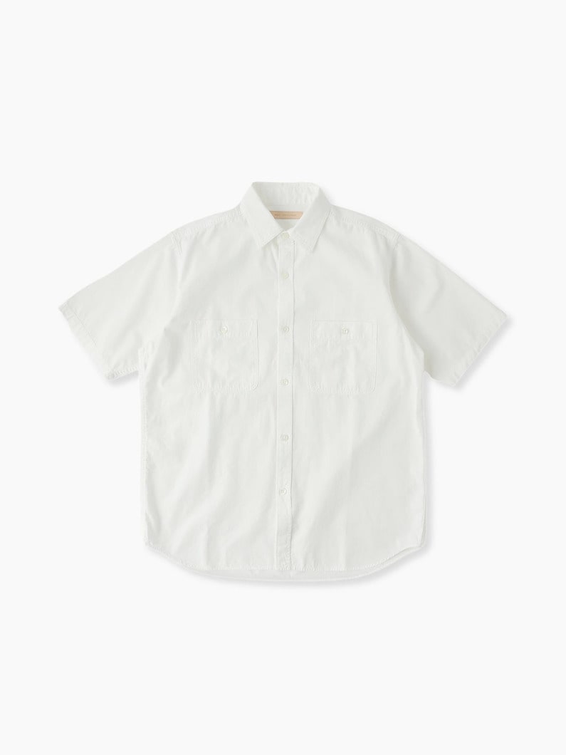 White Chambray Short Sleeve Shirt 詳細画像 white 2
