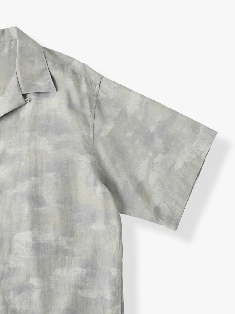 Camouflage Painted Open Collar Short Sleeve Shirt 詳細画像 gray 2