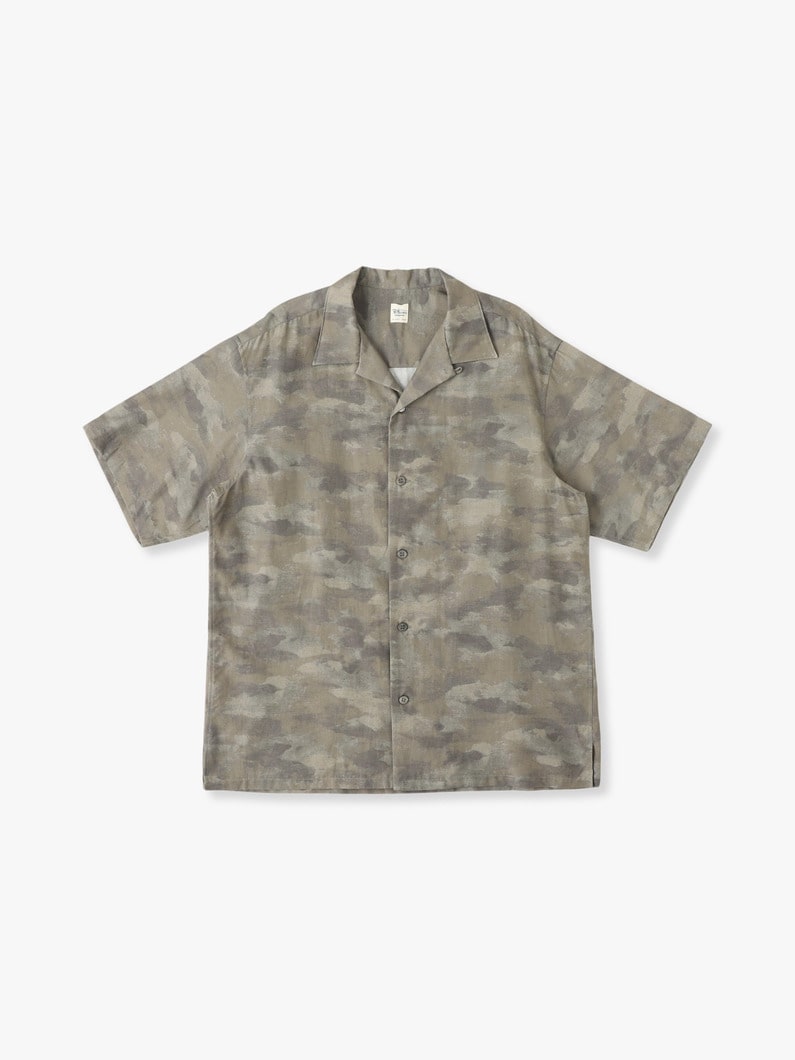 Camouflage Painted Open Collar Short Sleeve Shirt 詳細画像 olive