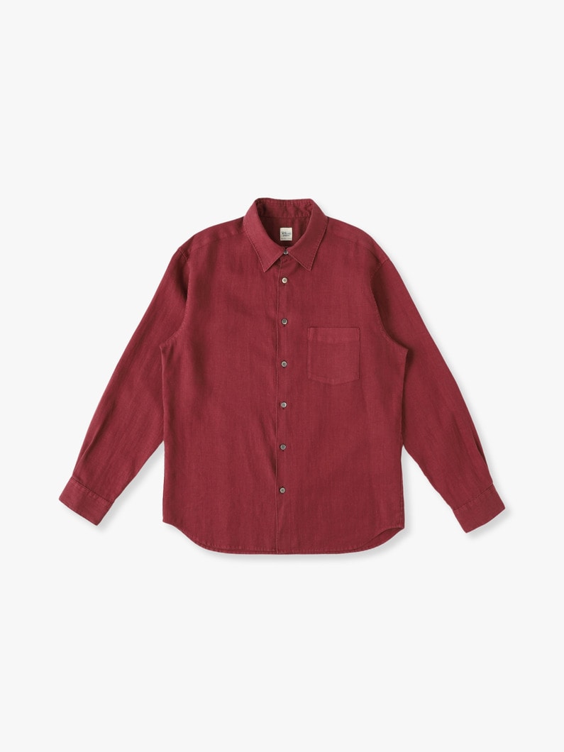 Linen Regular Collar Shirt 詳細画像 burgundy